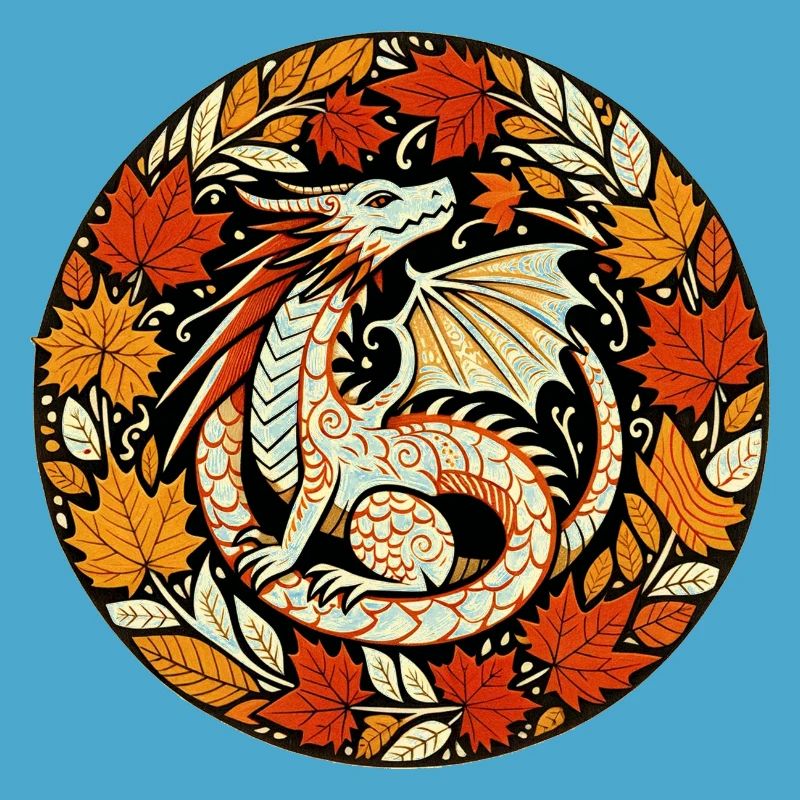 Autumn Dragon Circular Leaf Pattern
