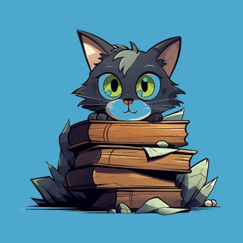 Cat Book Stack