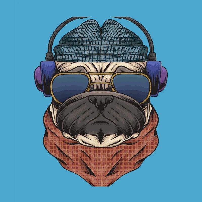 Cooler Mops DJ mit Kopfhörergeschenk für DJs oder Mops