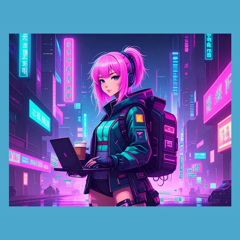 Neon Hacker Girl – Prêt à coder et à conquérir