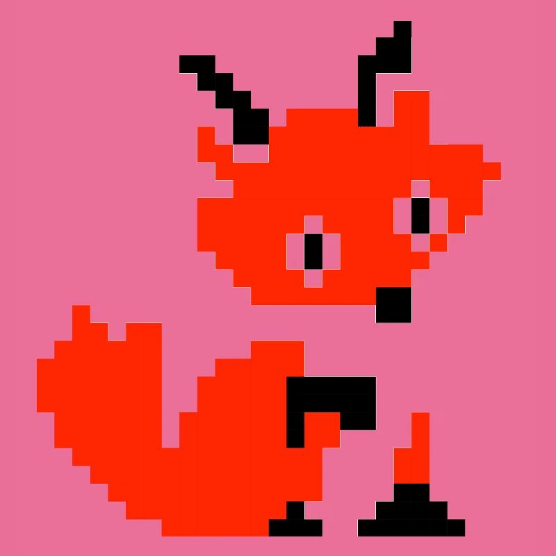 Fuchs Fox Pfote Pixel Retro Design Shirt Geschenk
