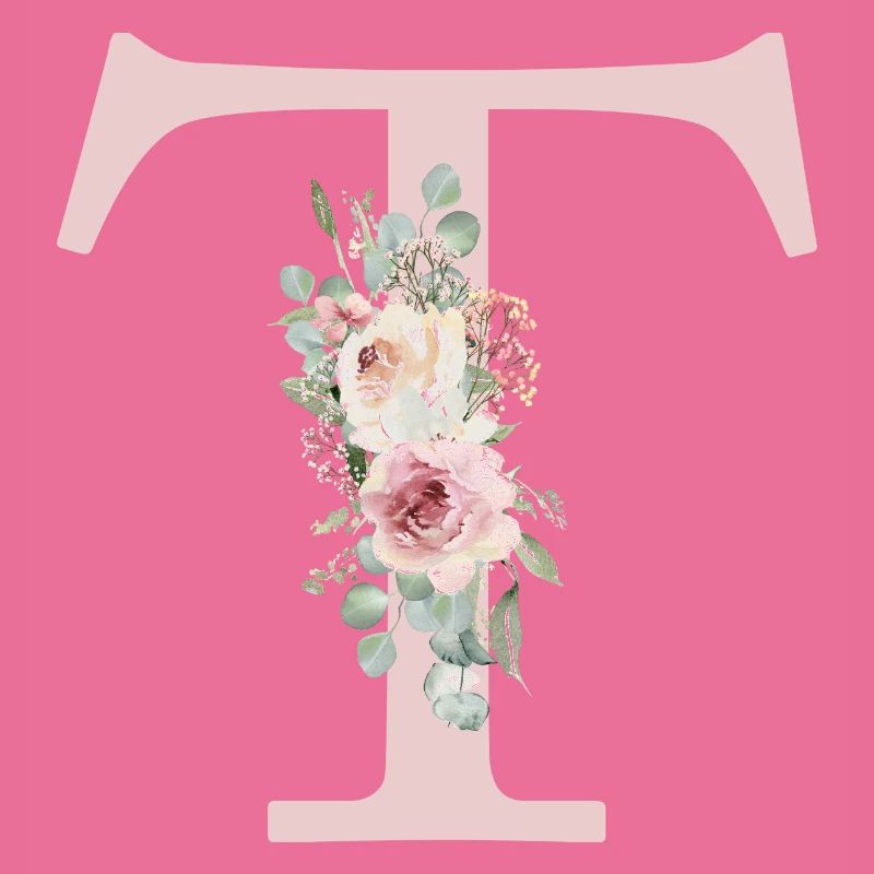 T| Monogramme | Eucalyptus Pastel Fleur Bleu