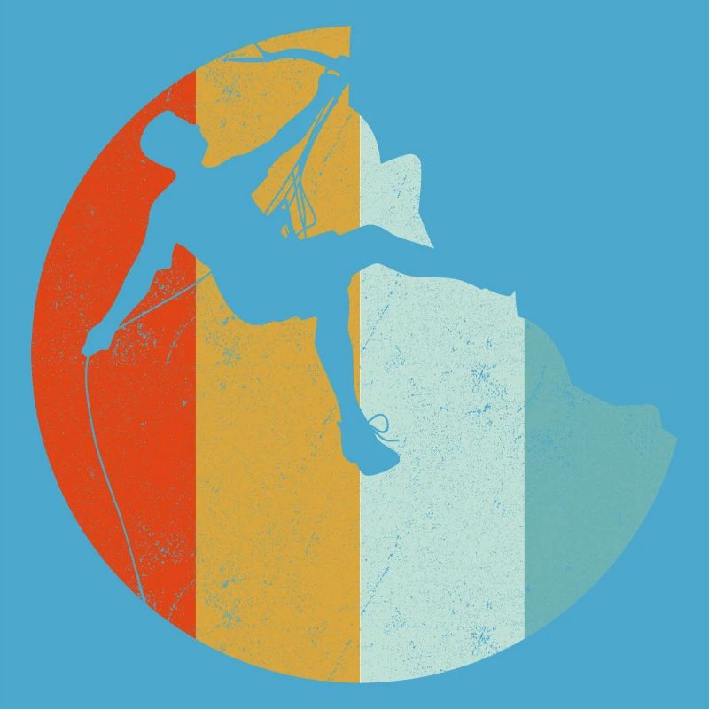Climber Silhouette on Rainbow Gradient Globe