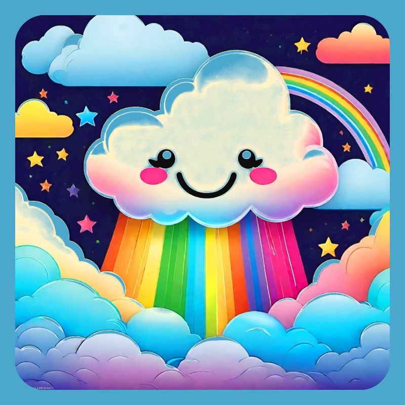 Cute Cloud Raining Rainbow Colors