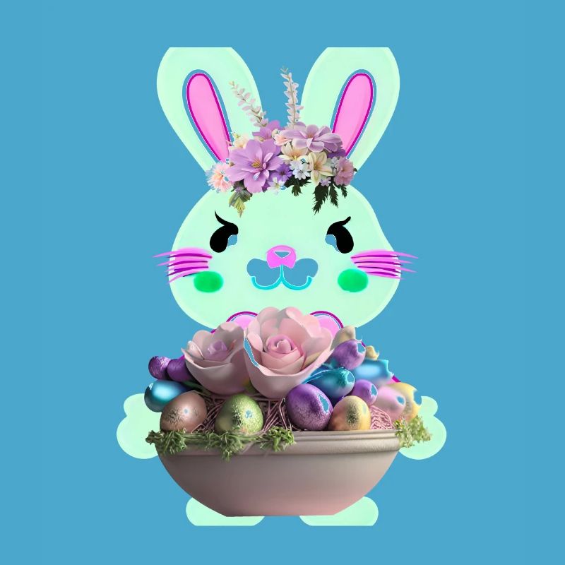 cute Easter bunny with Easter eggs