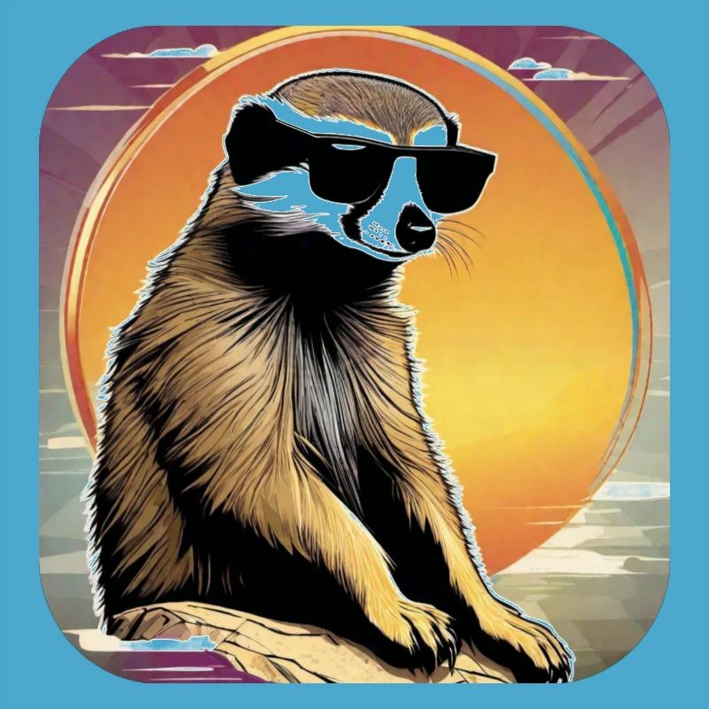 Suricate mignon avec coucher de soleil