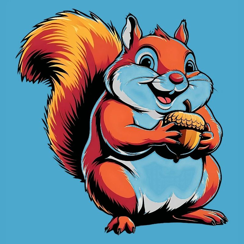 Witziger Eichhörnchen CartoonMit Eichel