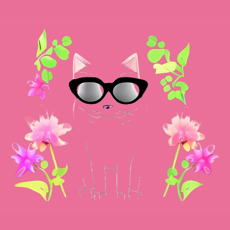 Chat avec fleur