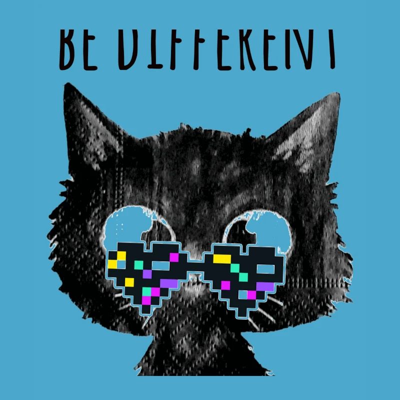 Cat, be different ,nerd,pixel glasses, pixel