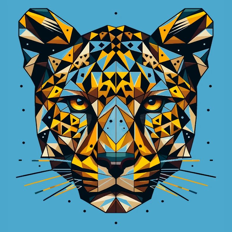 Geometric Leopard Head Polygons Motif