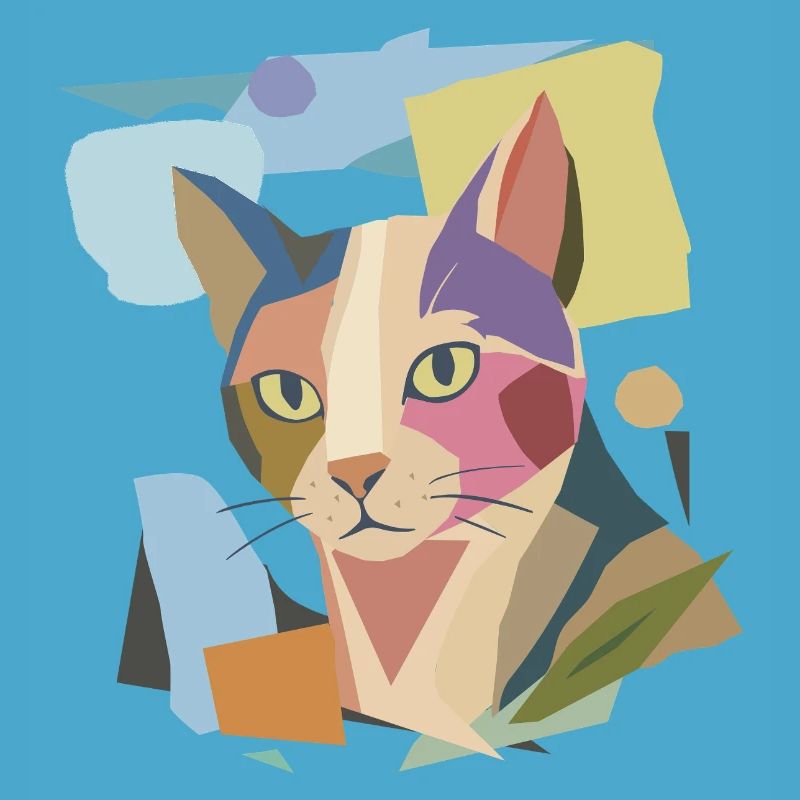 Chat abstrait dans le design moderne de bloc de couleur