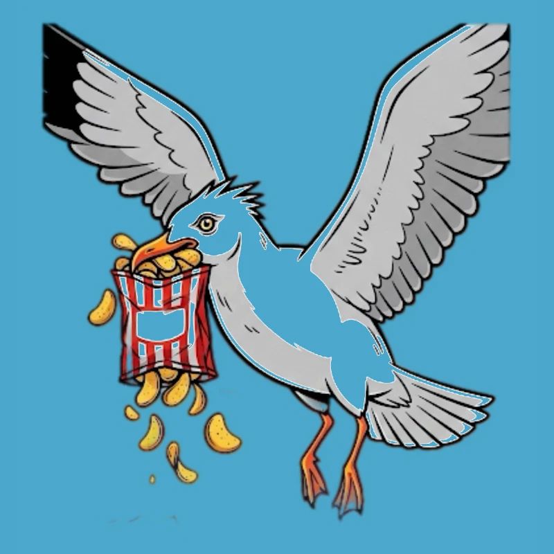 Möwe mit Chips Snack Design