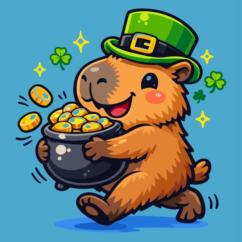 Mignonne capybara Or de la Saint-Patrick