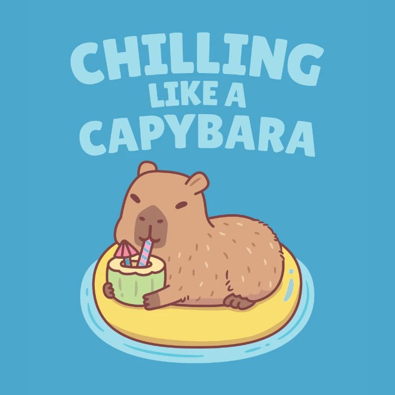 Capybara On Pool Float Chilling Like A Capybara