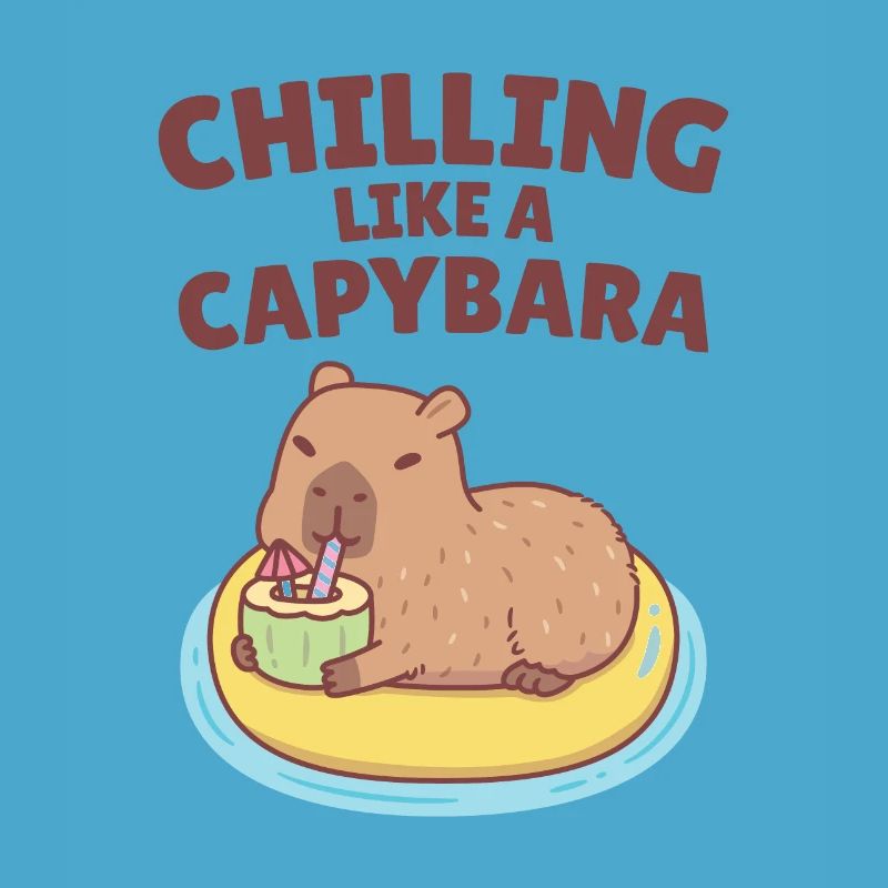 Capybara On Pool Float Chilling Like A Capybara