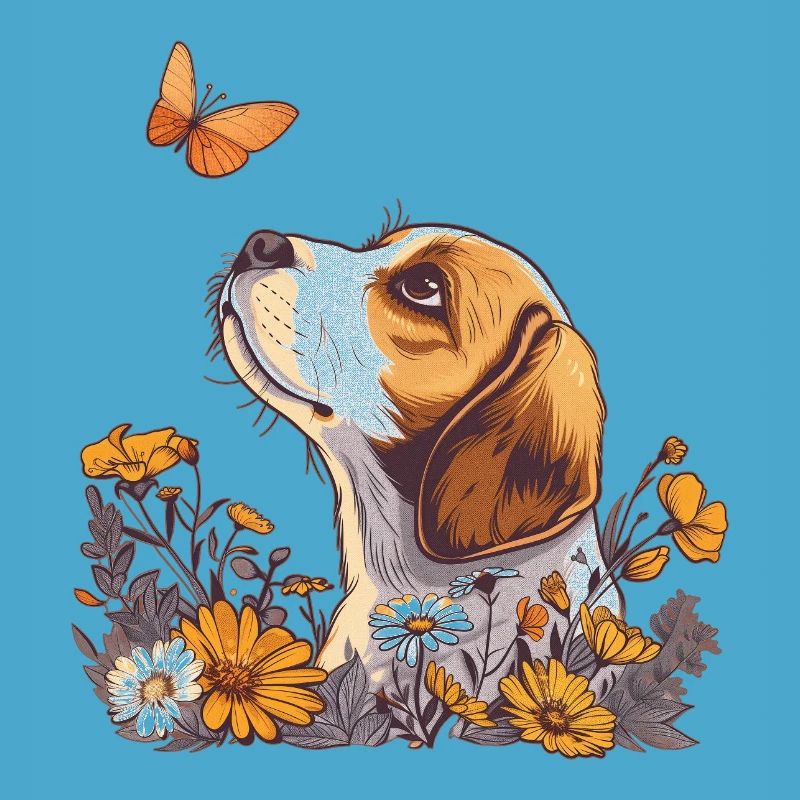 Beagle avec papillon