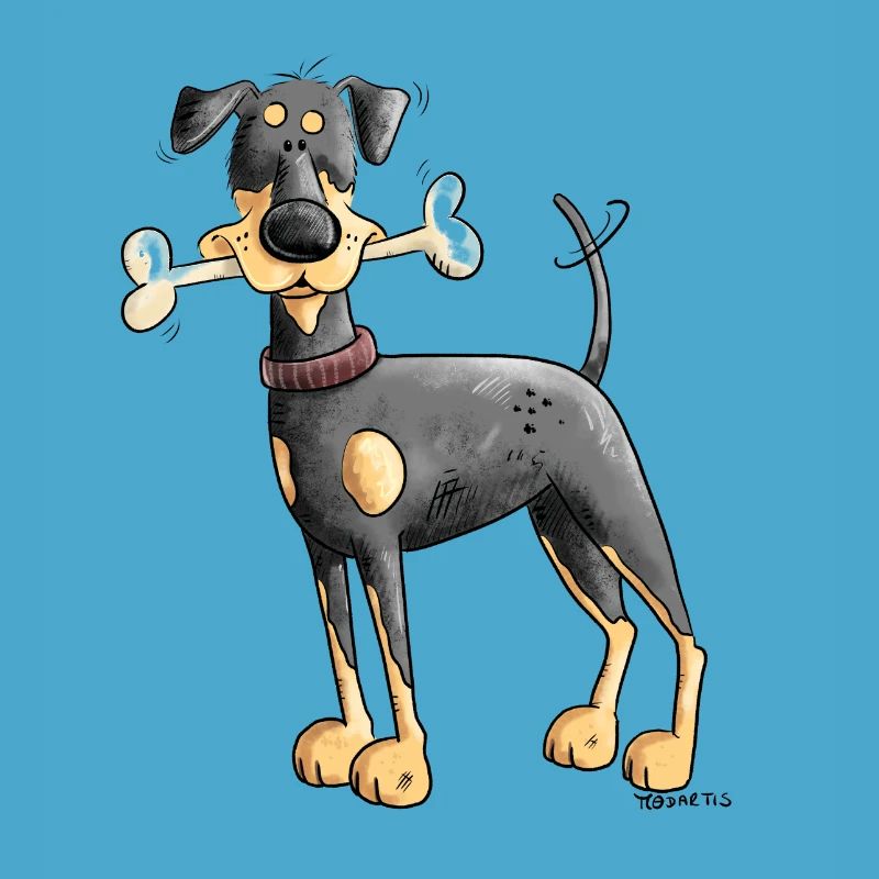 Dobermann Oder Pinscher mit Knochen