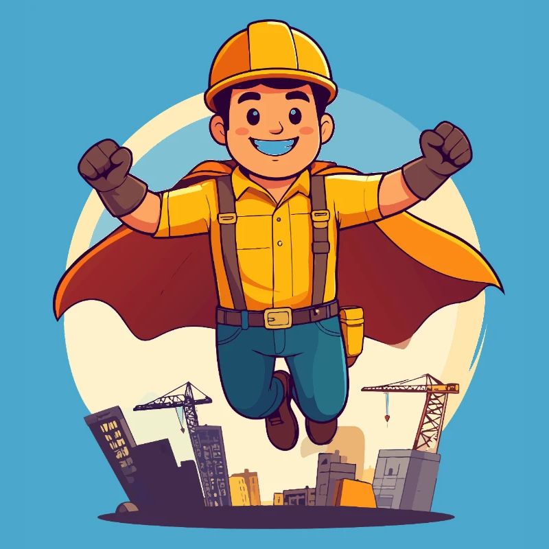 Bauhelden Superheld Bauarbeiter Held der Baustelle