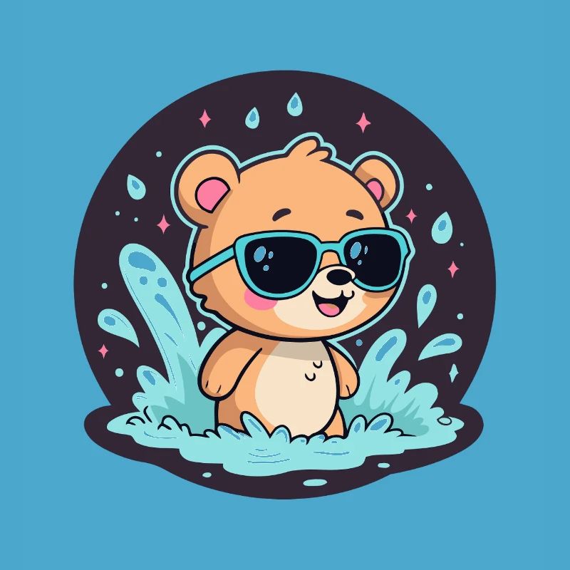 Schicker Surferbär mit blauer Brille