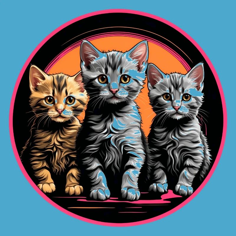 Three cute kittens in a round frame