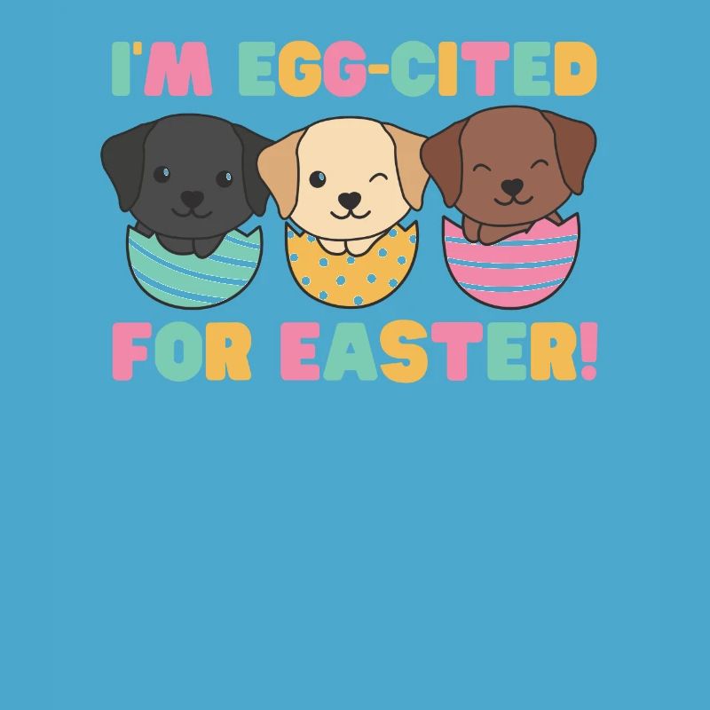 cute dogs at Easter with Easter eggs Labrador