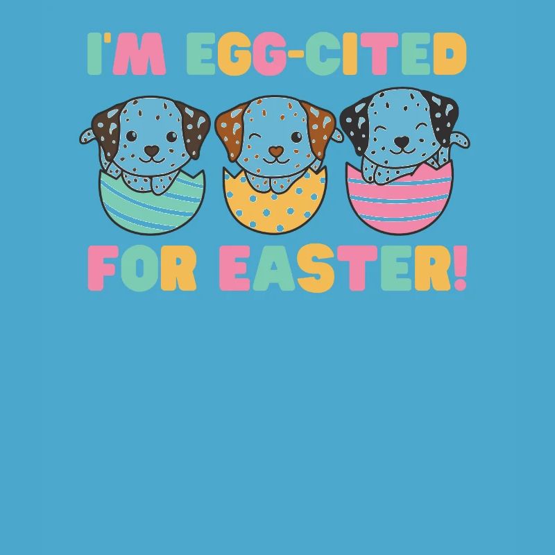 cute dogs at Easter with Easter eggs Dalmatians