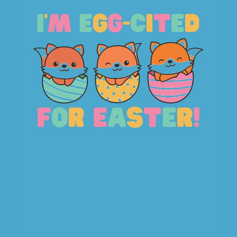 sweet foxes at Easter with Easter eggs fox