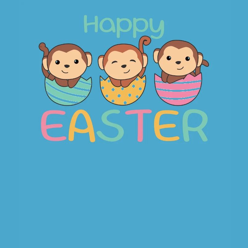 cute monkeys at Easter with Easter eggs monkey