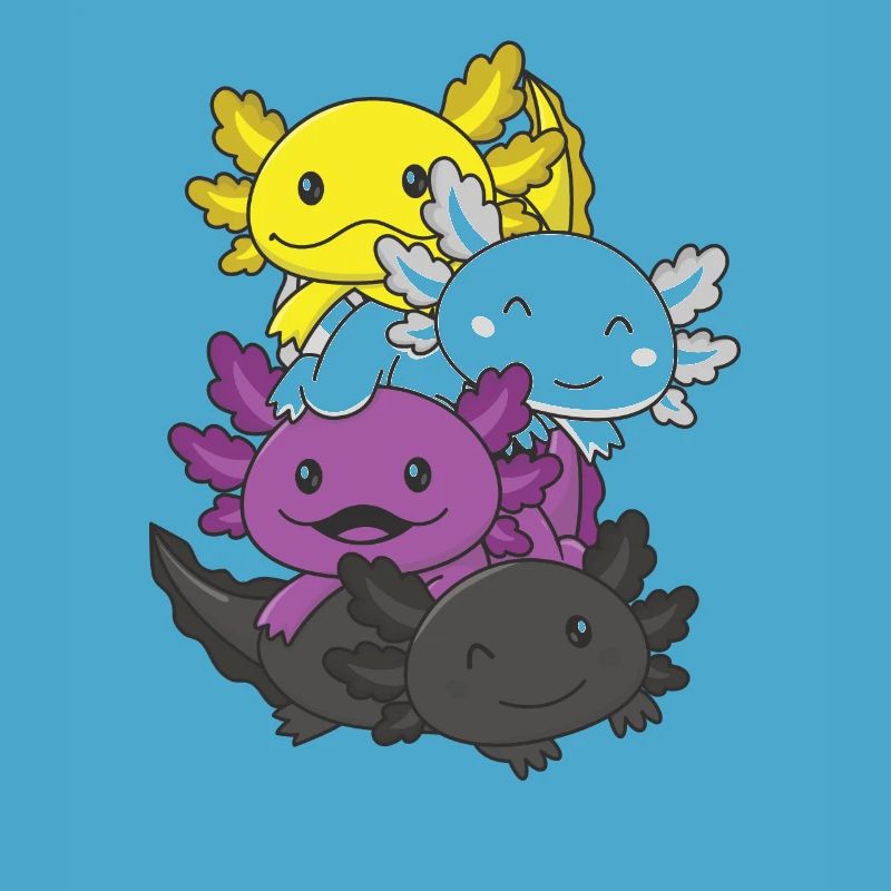 Nonbinary Flag Pride LGBTQ Mignon Axolotl Pile