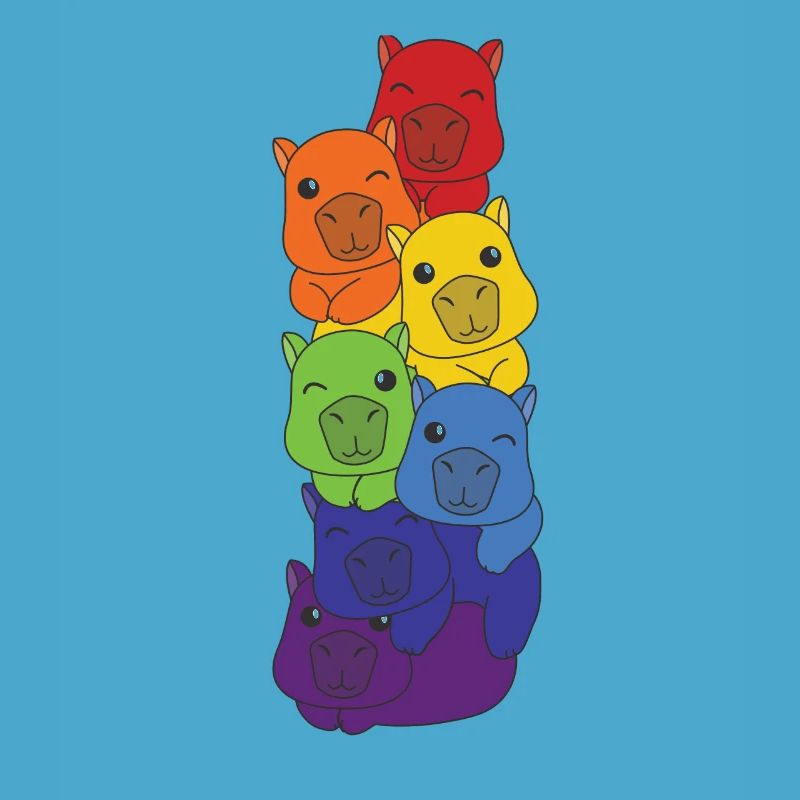 Rainbow Flag Pride LGBTQ Mignon Capybara Stack
