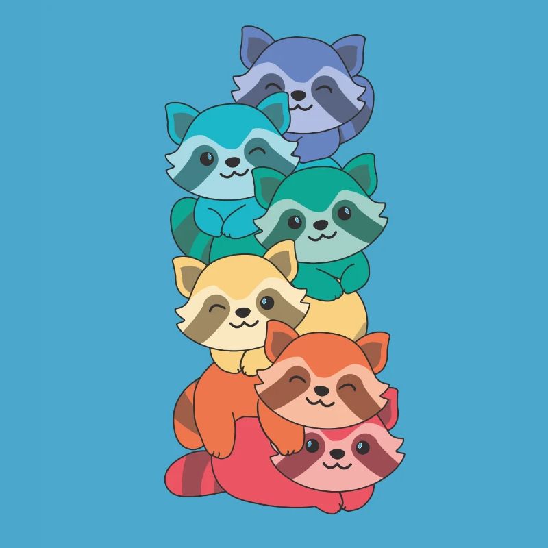 Rainbow Flag Pride LGBTQ Mignon Raccoon Stack
