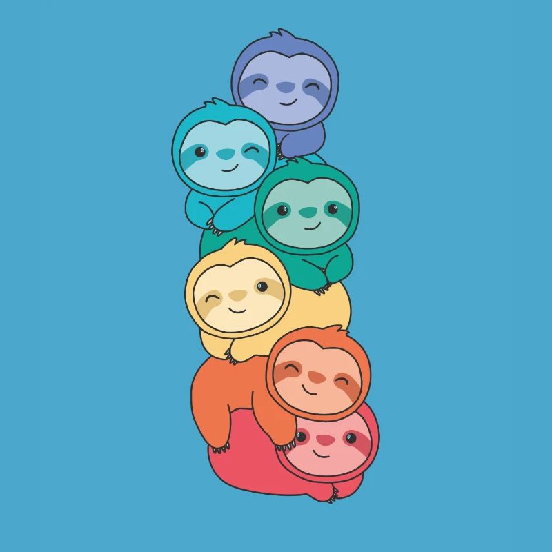 Rainbow Flag Pride LGBTQ Mignon Sloth Stack