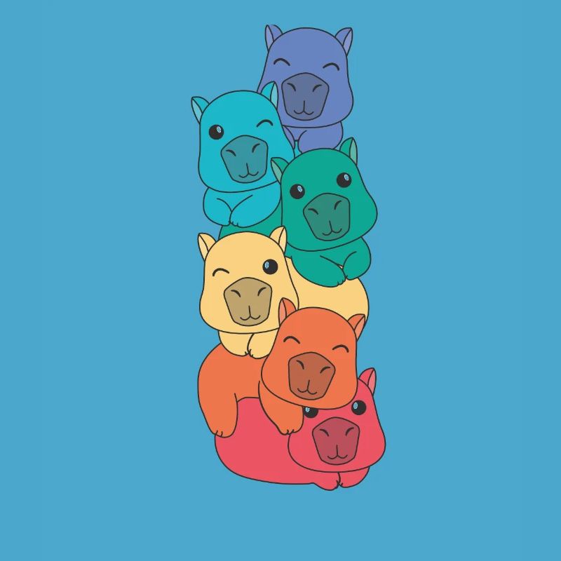 Rainbow Flag Pride LGBTQ Mignon Capybara Stack