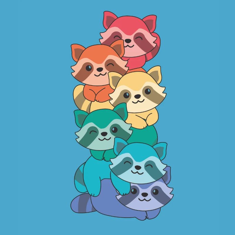 Rainbow Flag Pride LGBTQ Mignon Raccoon Stack