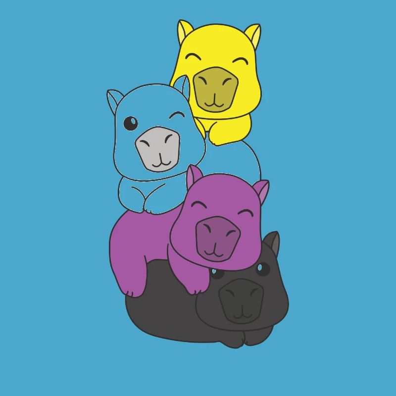 Nonbinary Flag Pride LGBTQ Mignon Capybara Pile