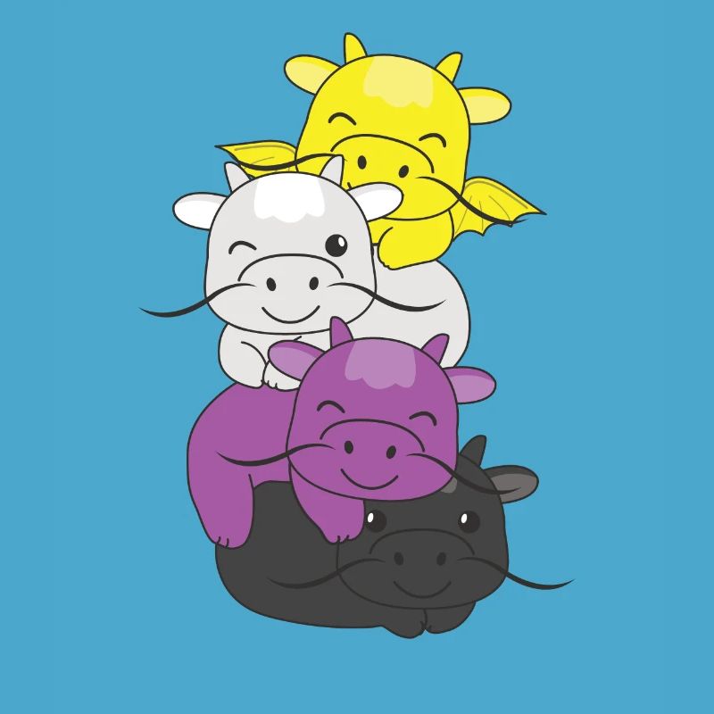 Nonbinary Flag Pride LGBTQ Cute Dragon Stack