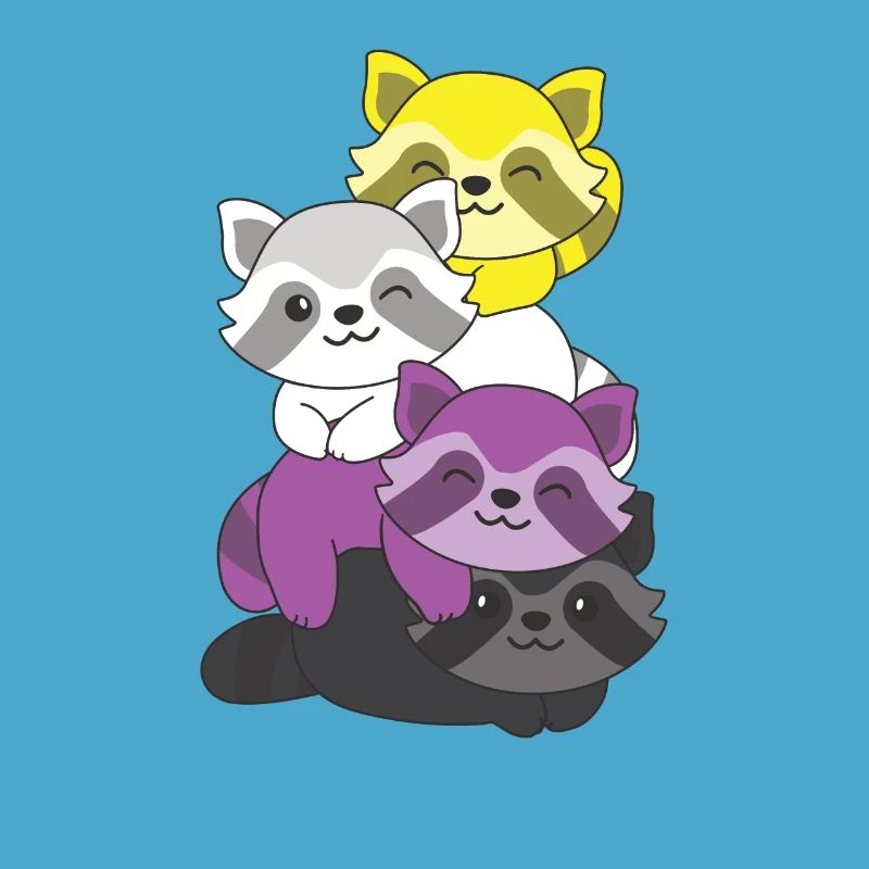 Nonbinary Flag Pride LGBTQ Cute Raccoon Stack