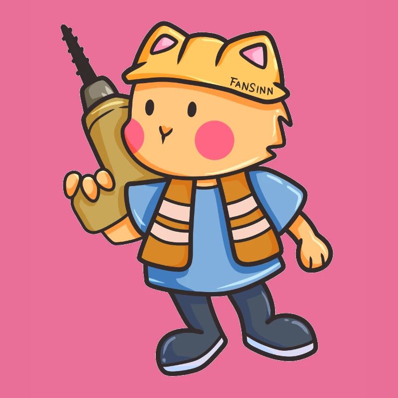Cat drill construction site helmet kids gift