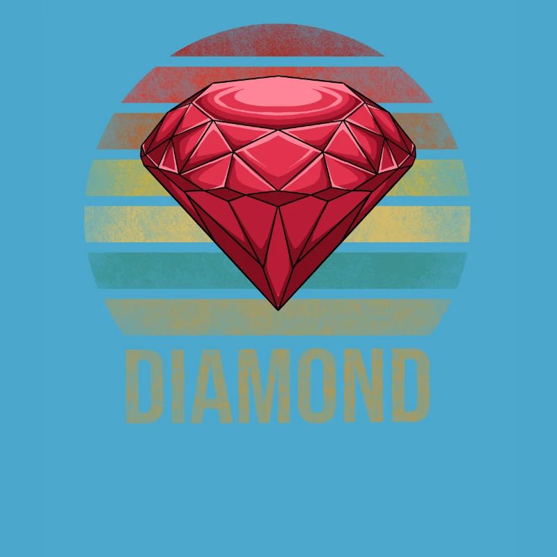 Ruby Gemstone Retro Sunset