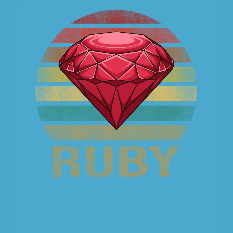 Ruby Gemstone Retro Sunset