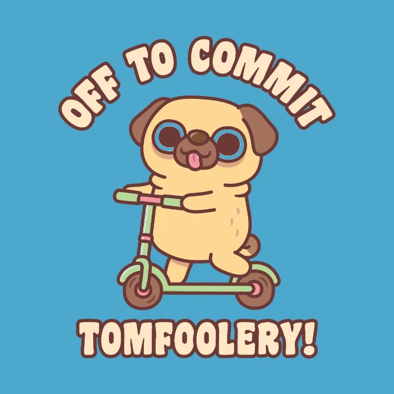 Cute Pug On Kick Scooter Off To Commit Tomfoolery