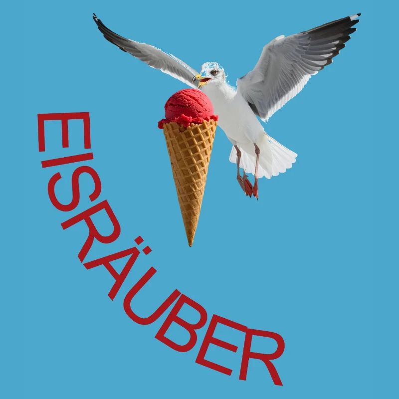 Möwe mit Eiscreme Eisräuber