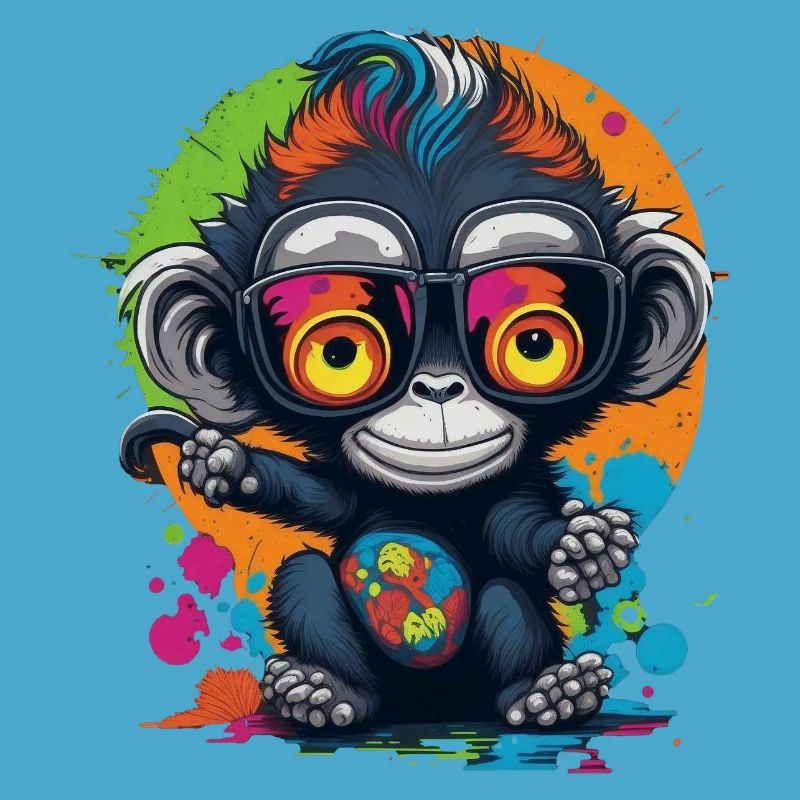 Neon Brillenaffe Splash - Affe - Äffchen
