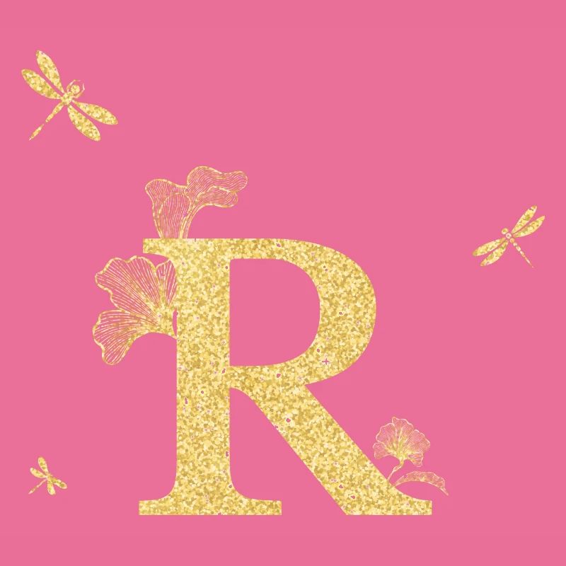 Buchstabe r Goldene Glitzer Libelle - Geschenkidee