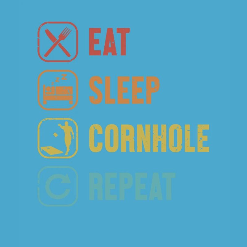 Manger dormir Cornhole répéter jeu planches Pouf
