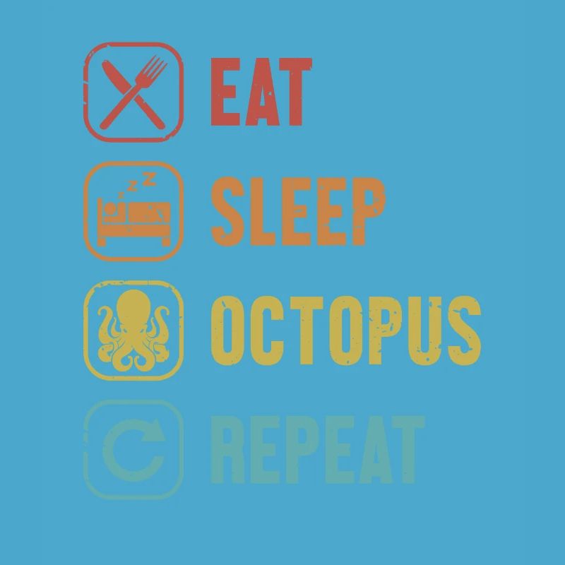 Manger Dormir Octopus Répéter Cephalopoda Octopodes