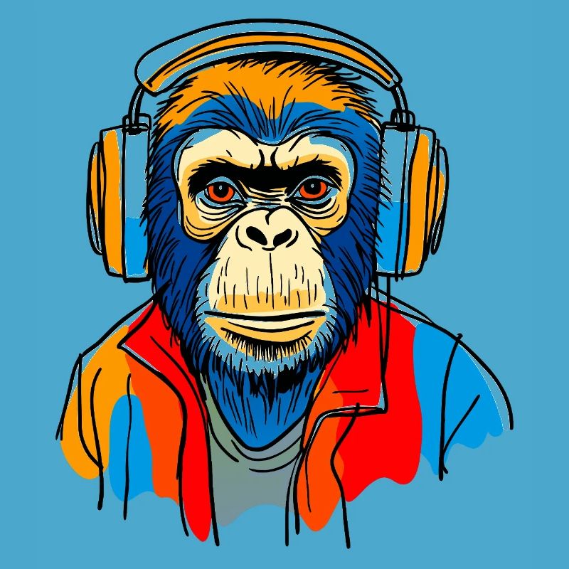 Monkey with headphones