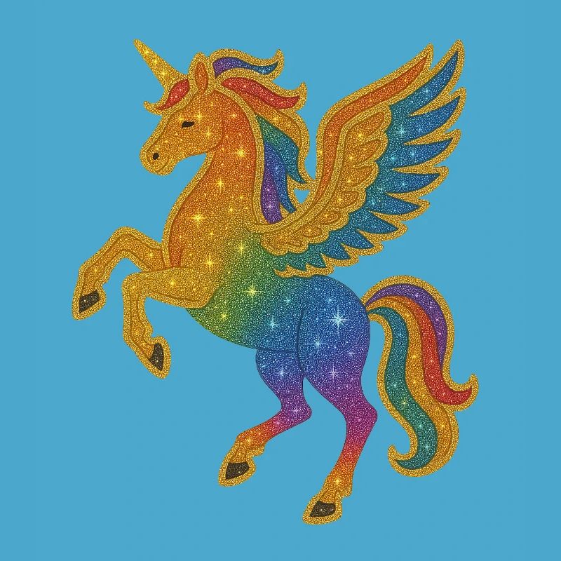 Glitzernde Regenbogen-Pegasus-Illustration