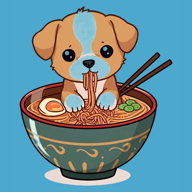 Anime Puppy à Ramen - Conception d’aliments mignons