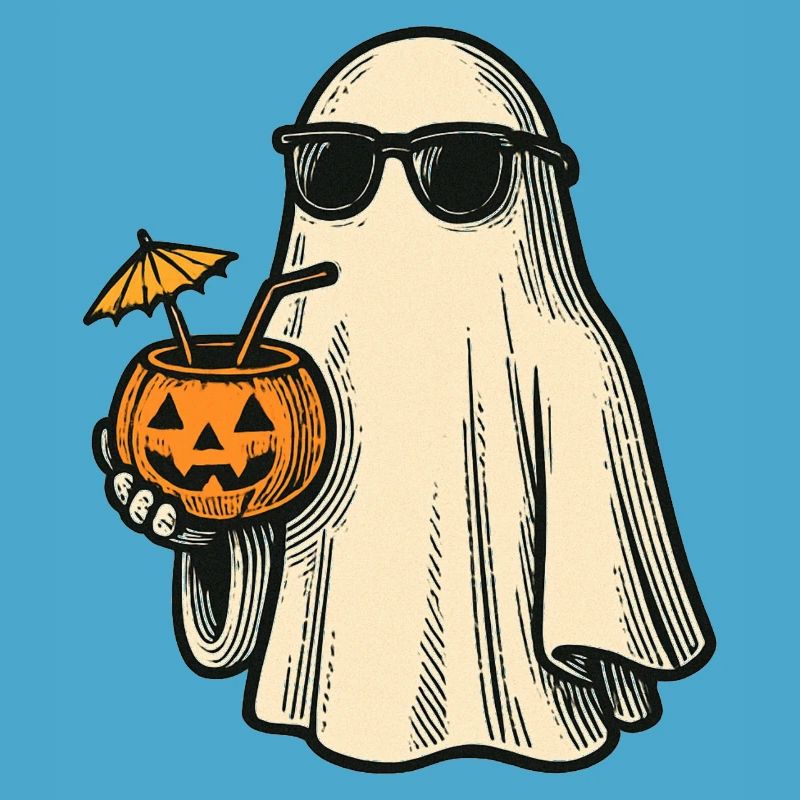 Cooles Halloweengespenst mit Cocktail